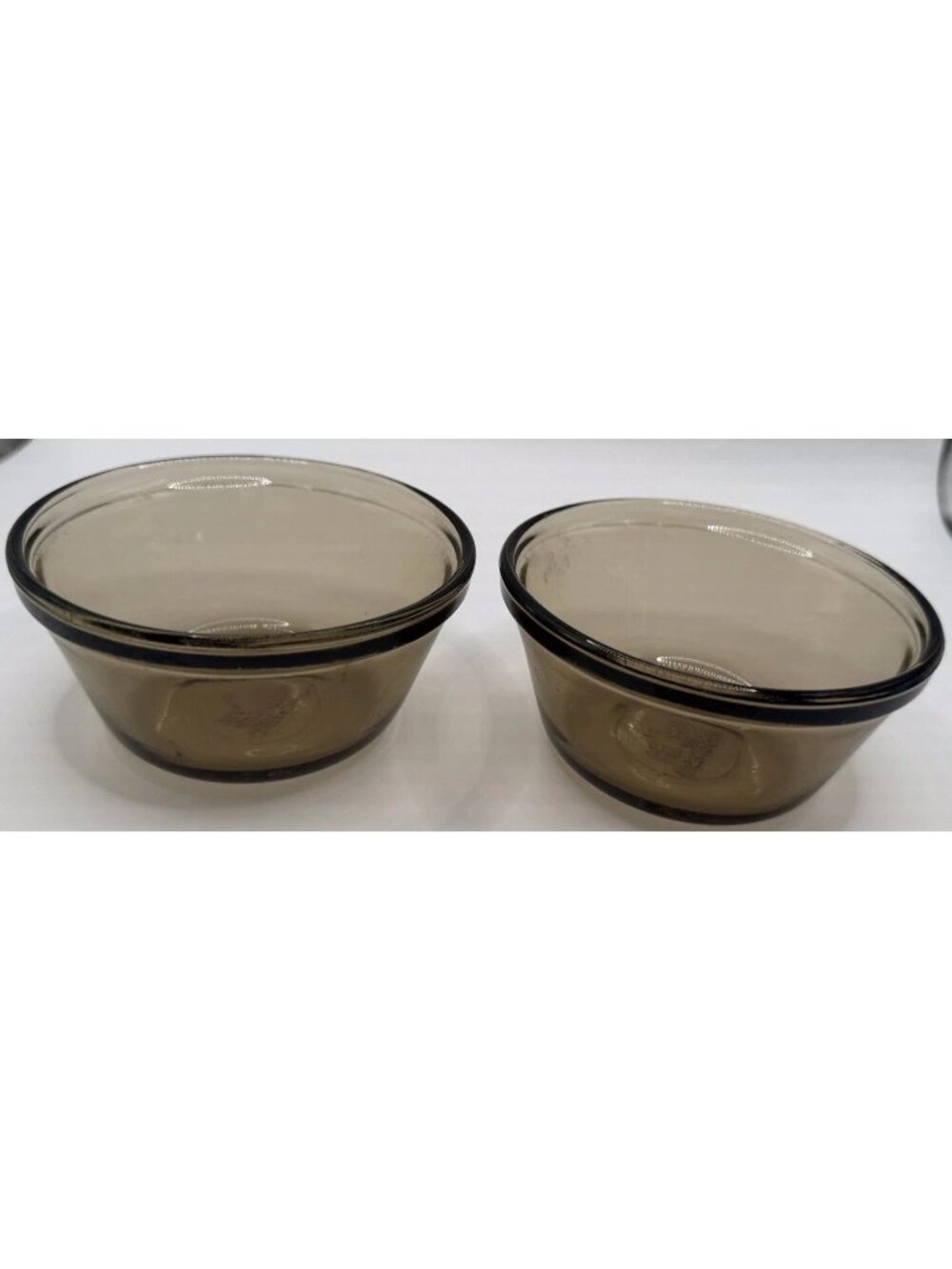 2  L’ovenware Smoke Glass Custard Cups  6 oz  Kitchen Baking Made In USA